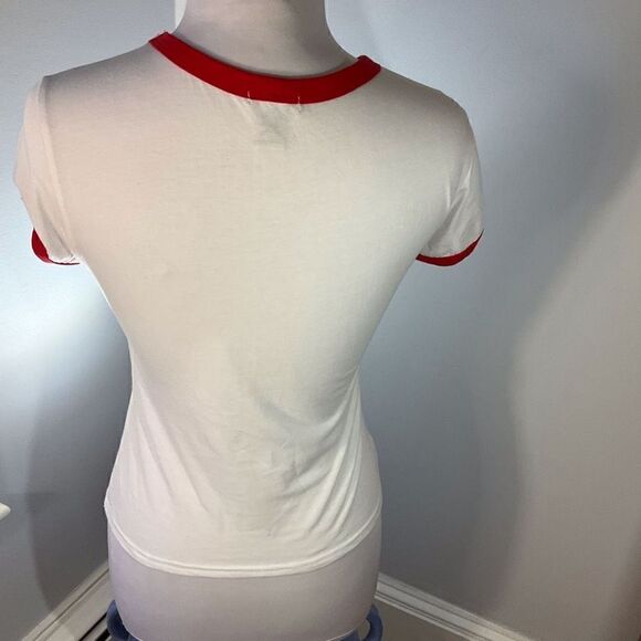 Vintage “Lovers of Nature” Baby Tee, M. Embroidered flowers, smiley faces and mu - Picture 5 of 6